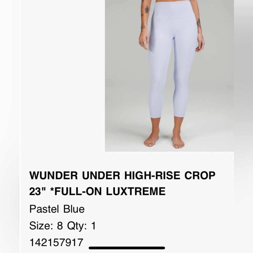 Excellent Condition: Lululemon 23” Wunder Under high-rise crop Luxtreme sz 8